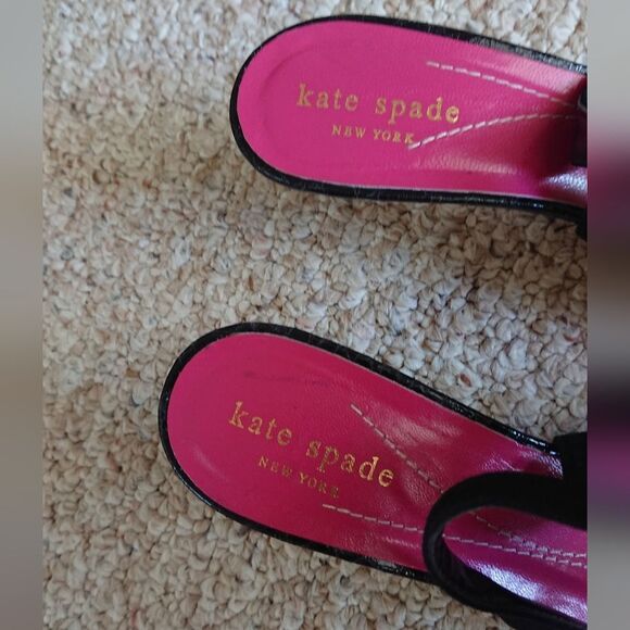 kate spade gold buckle suede leather slingback pump size 7.5B - Picture 9 of 13